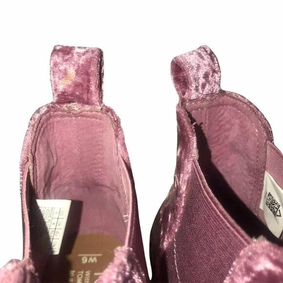 NWT Toms Ella Faded Rose Velvet Ankle Boots 6N Narrow Purple - Picture 8 of 11